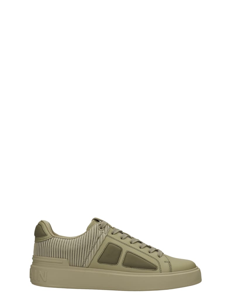 Balmain B-court Sneakers In Khaki Leather - khaki