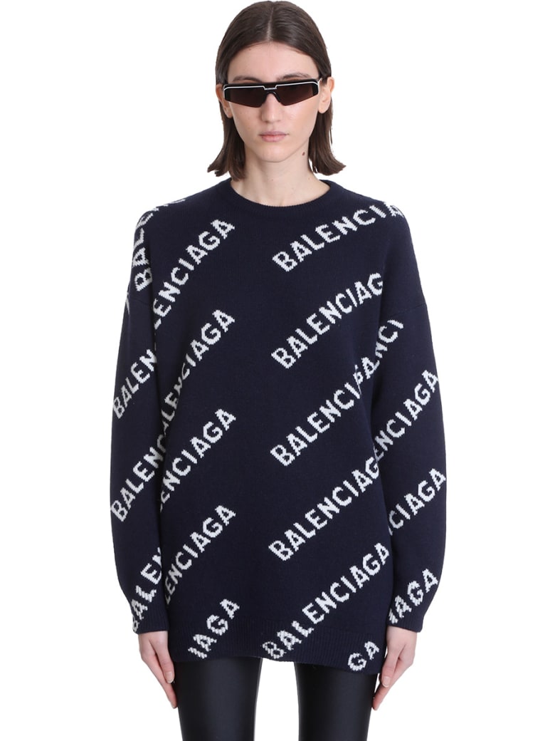Balenciaga Knitwear In Blue Wool - blue