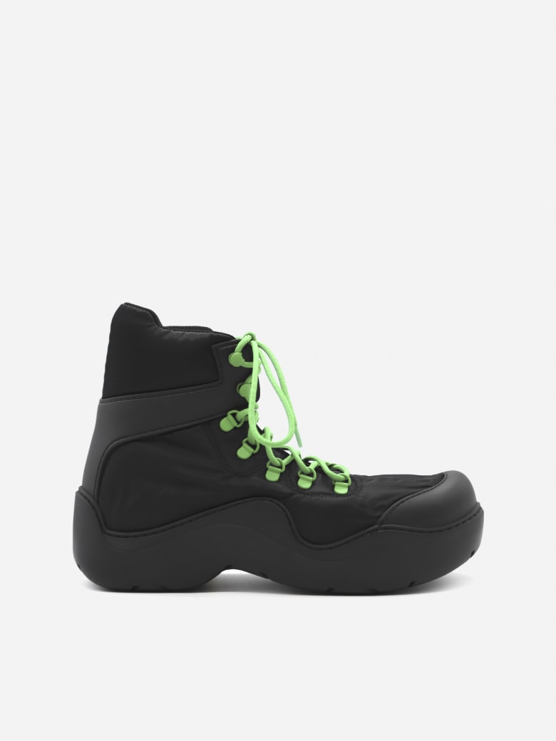 Bottega Veneta Puddle Bomber Boots In Technical Fabric - Black, green