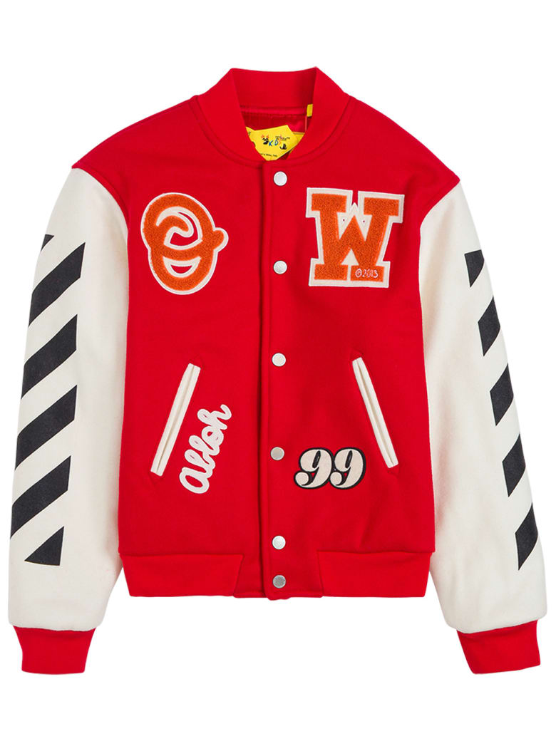 Off-White Versity Wool Blend Jacket With Patch - Red