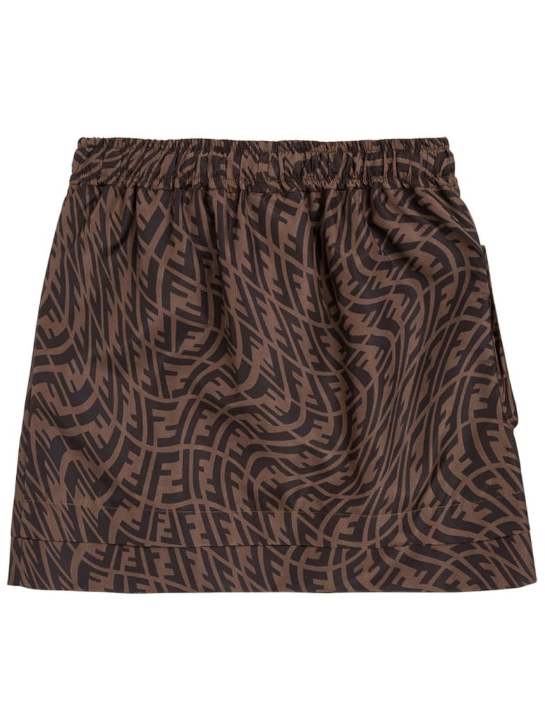 Fendi Ff Brown Nylon Skirt - Brown