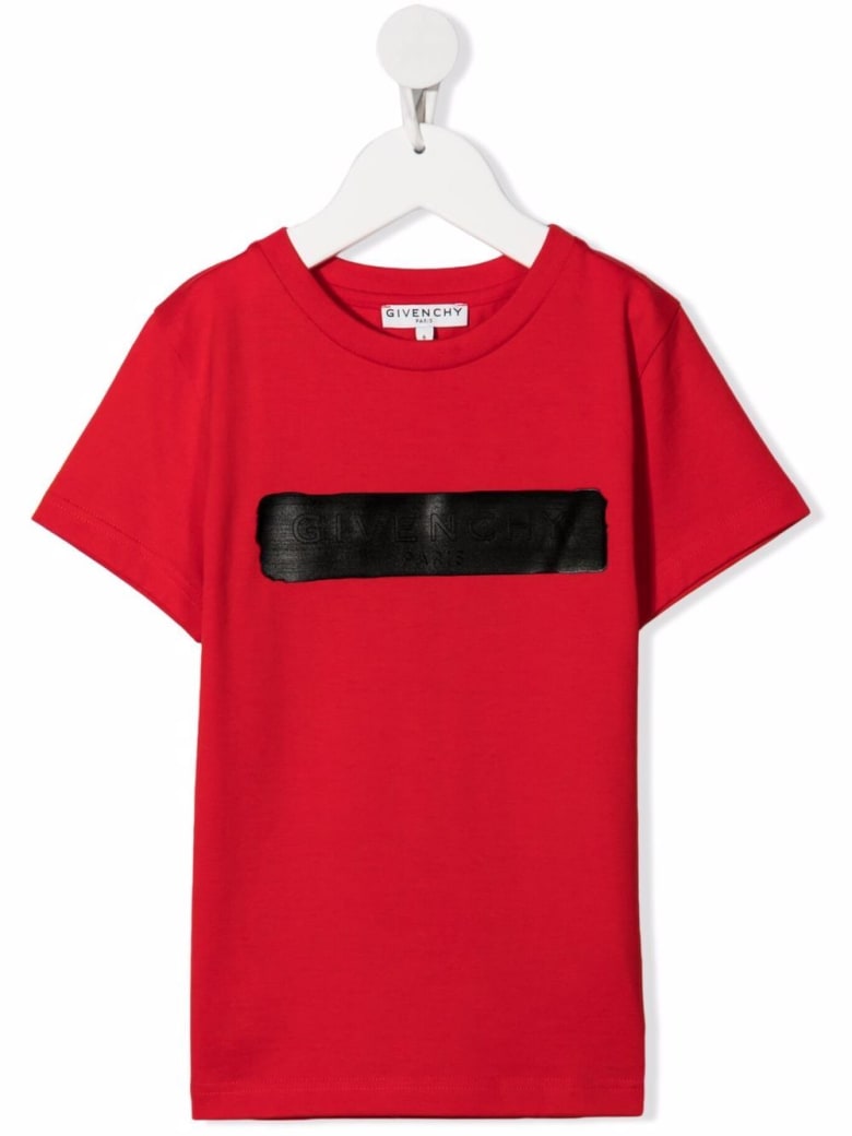 Givenchy Kids Red T-shirt With Black Logo Application - Rosso