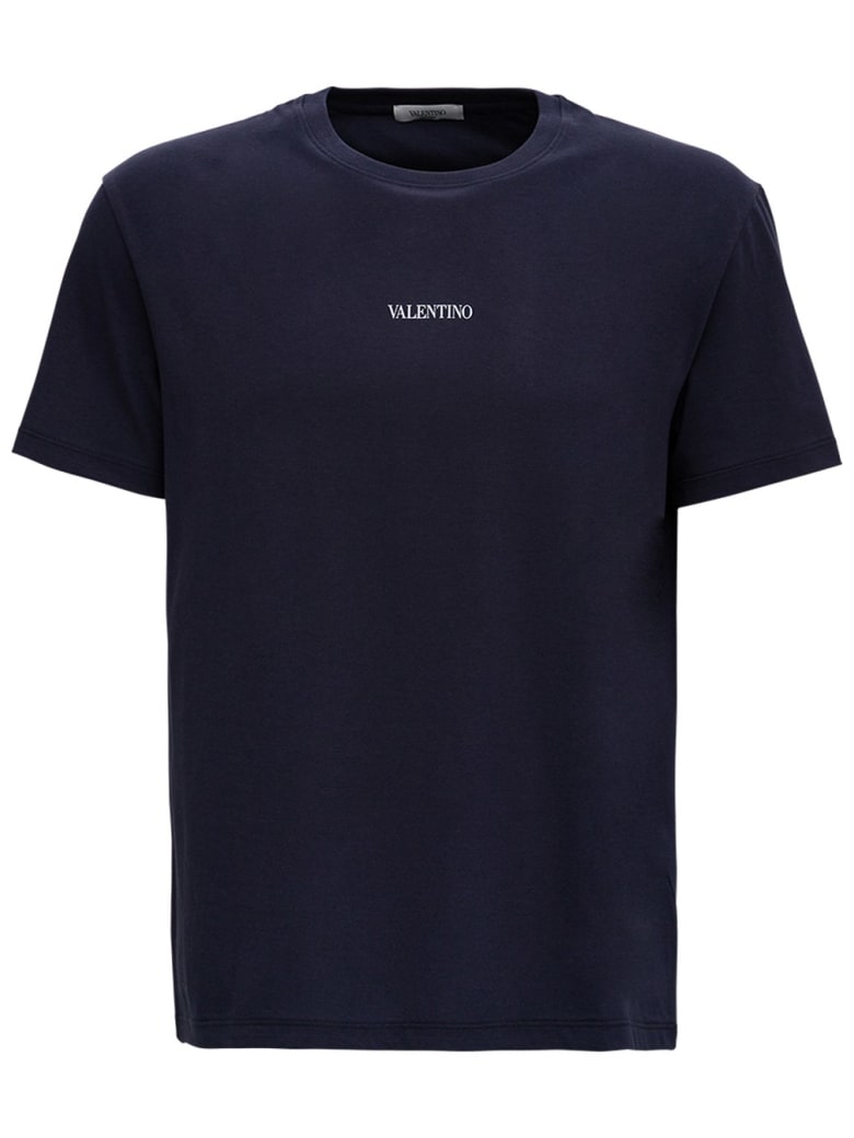 Valentino Blue Cotton T-shirt With Logo - Blu