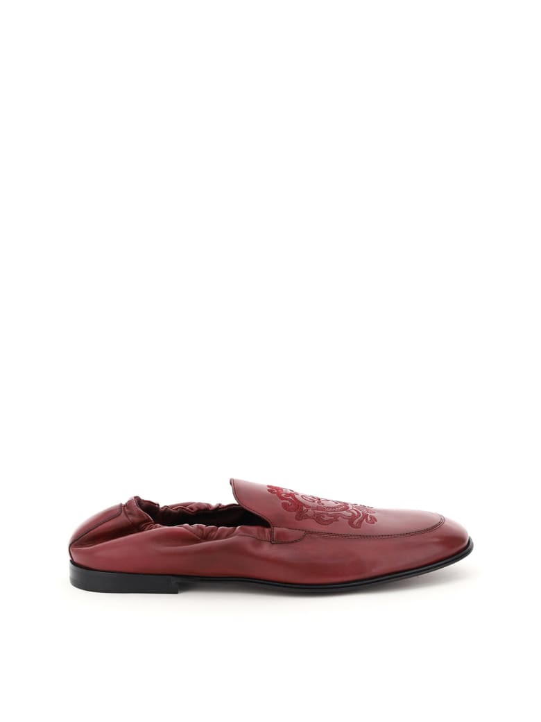 Dolce & Gabbana Ariosto Loafers With Coat Of Arms Embroidery - Bordeau