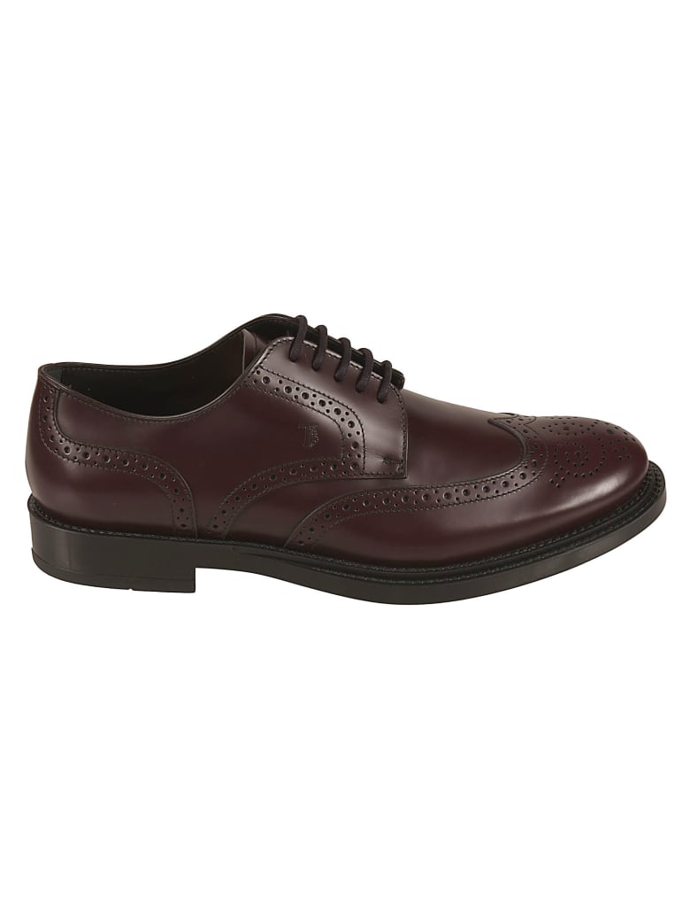 Tod's Embossed Oxford Shoes - Burgundi