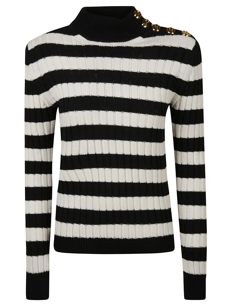 Balmain Ribbed Sweater - White/Black