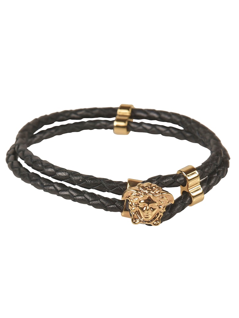 Versace Medusa Head Plaque Woven Bracelet - Black