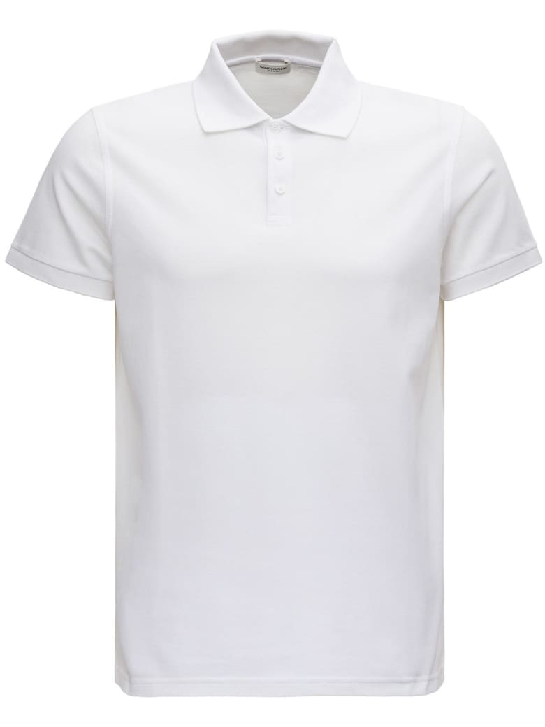 Saint Laurent Monogram Embroidery Polo Shirt - White