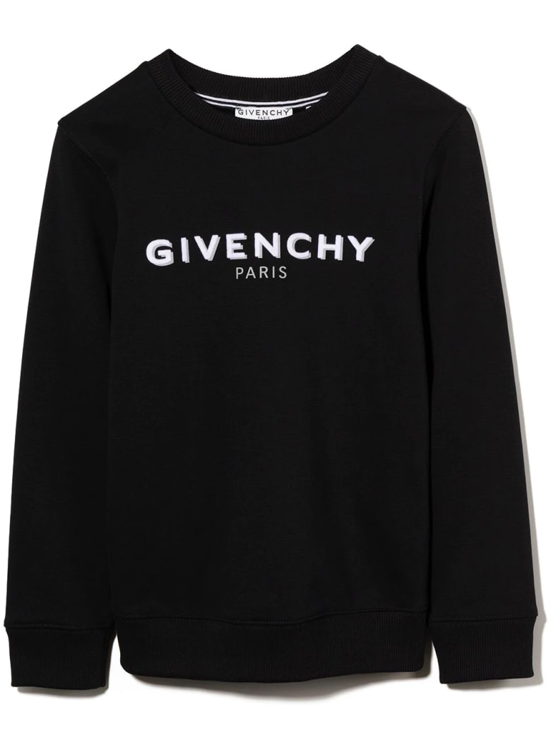 Givenchy Black Kids Round-neck Sweatshirt With White Logo - Nero
