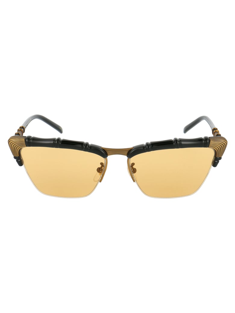 Gucci Gg0660s Sunglasses - 002 BLACK BLACK YELLOW
