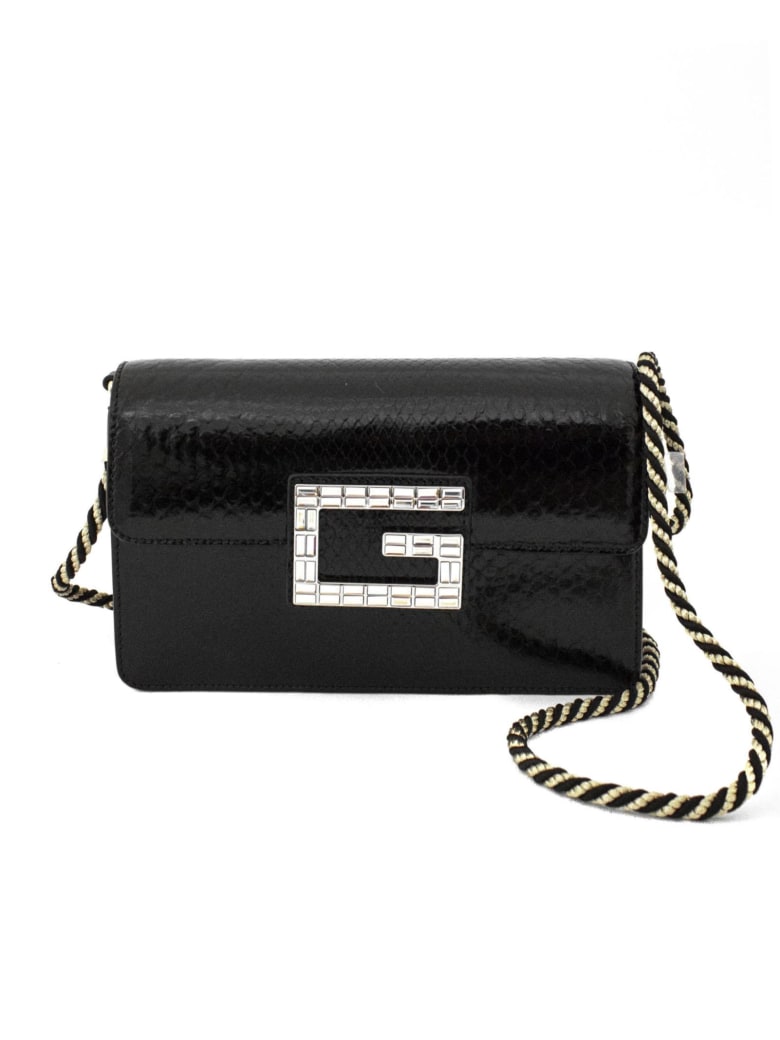 Gucci Black Python Shoulder Bag With Square G. - Nero