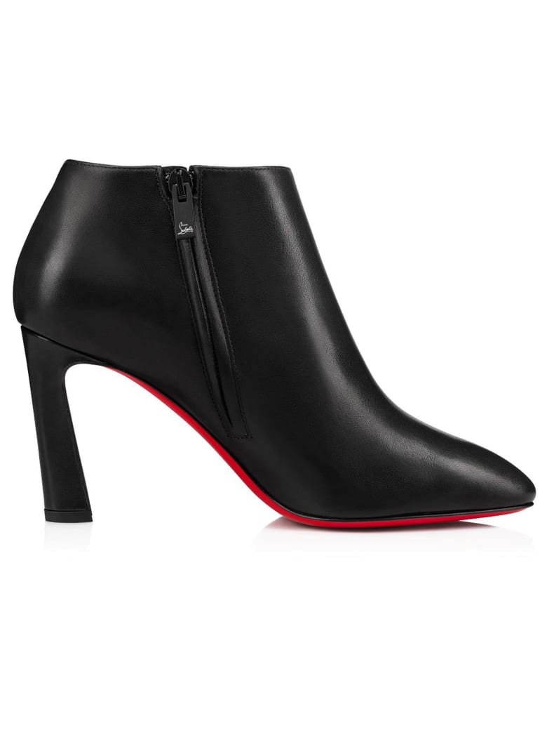 Christian Louboutin Black Leather Eleonor 85 Ankle Boots - BLACK