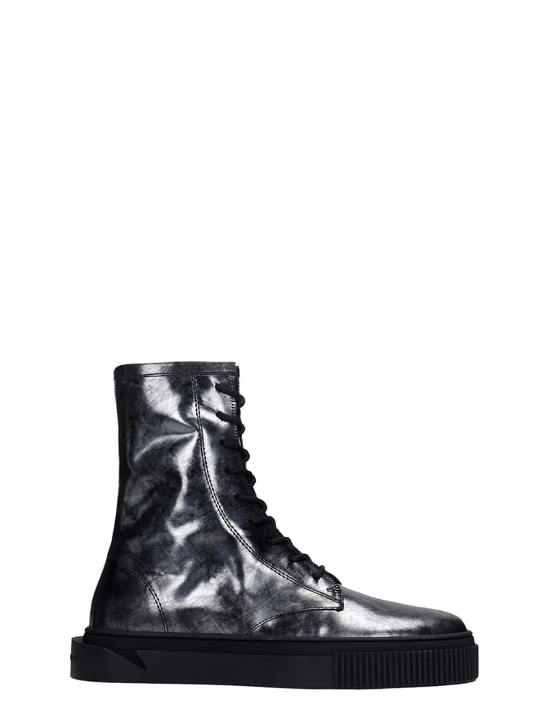 Gienchi Booz Metal Combat Boots In Black Leather - black