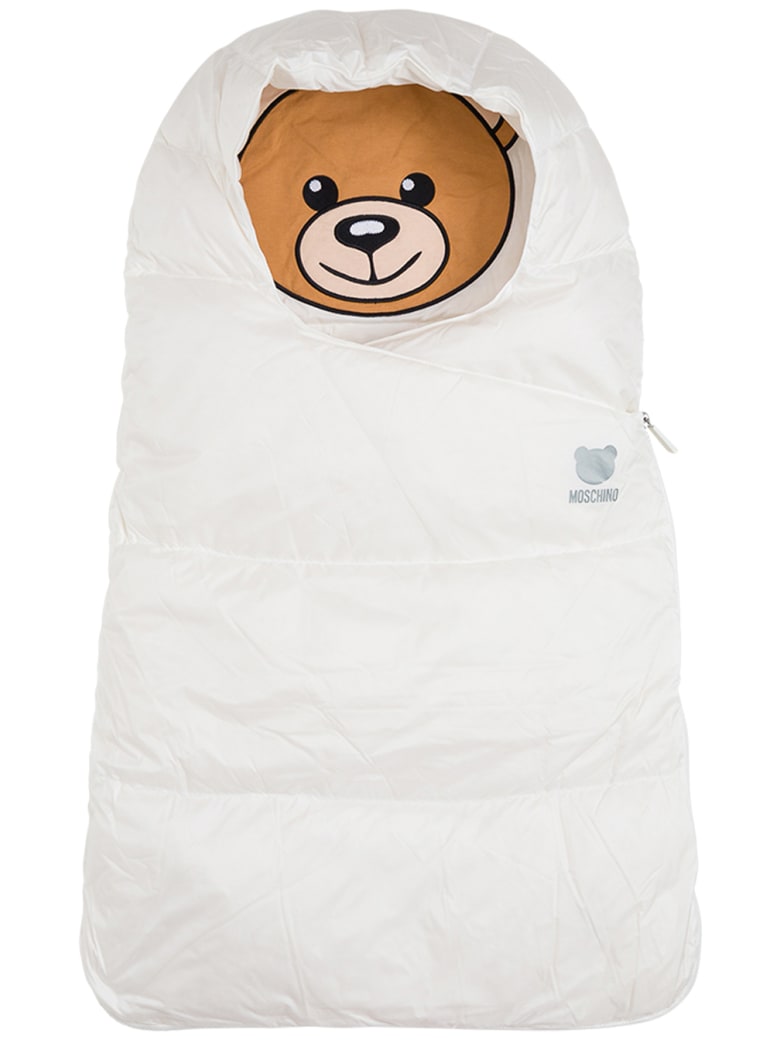 Moschino White Nylon Puffer Bag With Teddy Bear Print - White