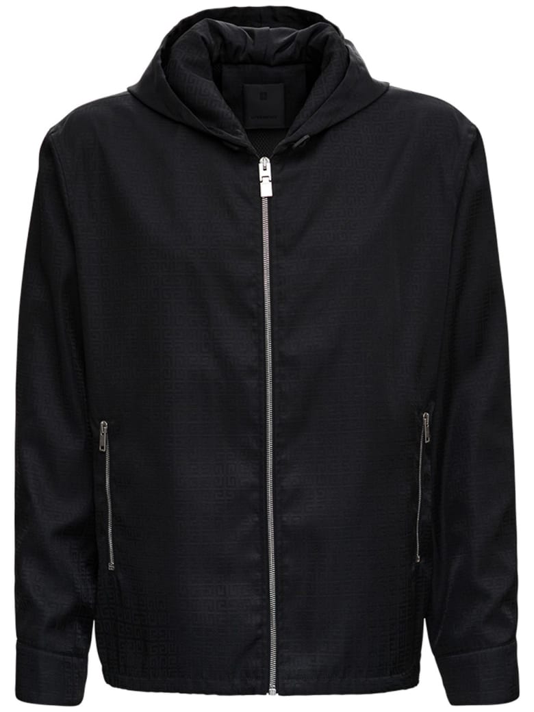 Givenchy Black Windbreaker In 4g Jacquard Nylon - Black