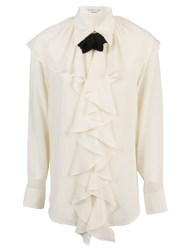 Victoria Beckham Blusa Ruffle Neck - M Vanilla