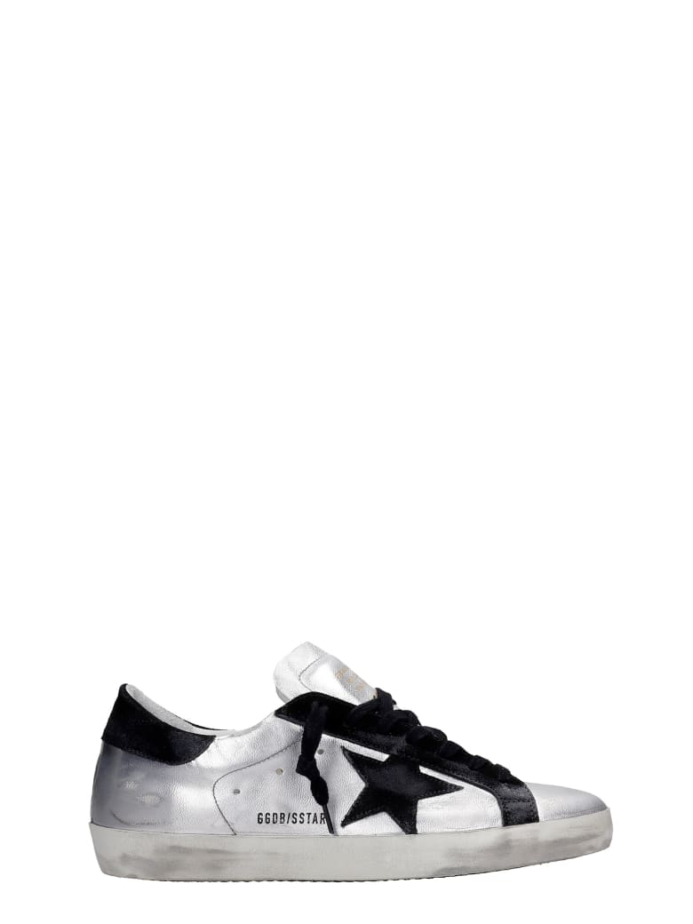 Golden Goose Superstar Sneakers In Silver Suede And Leather - ARGENTO