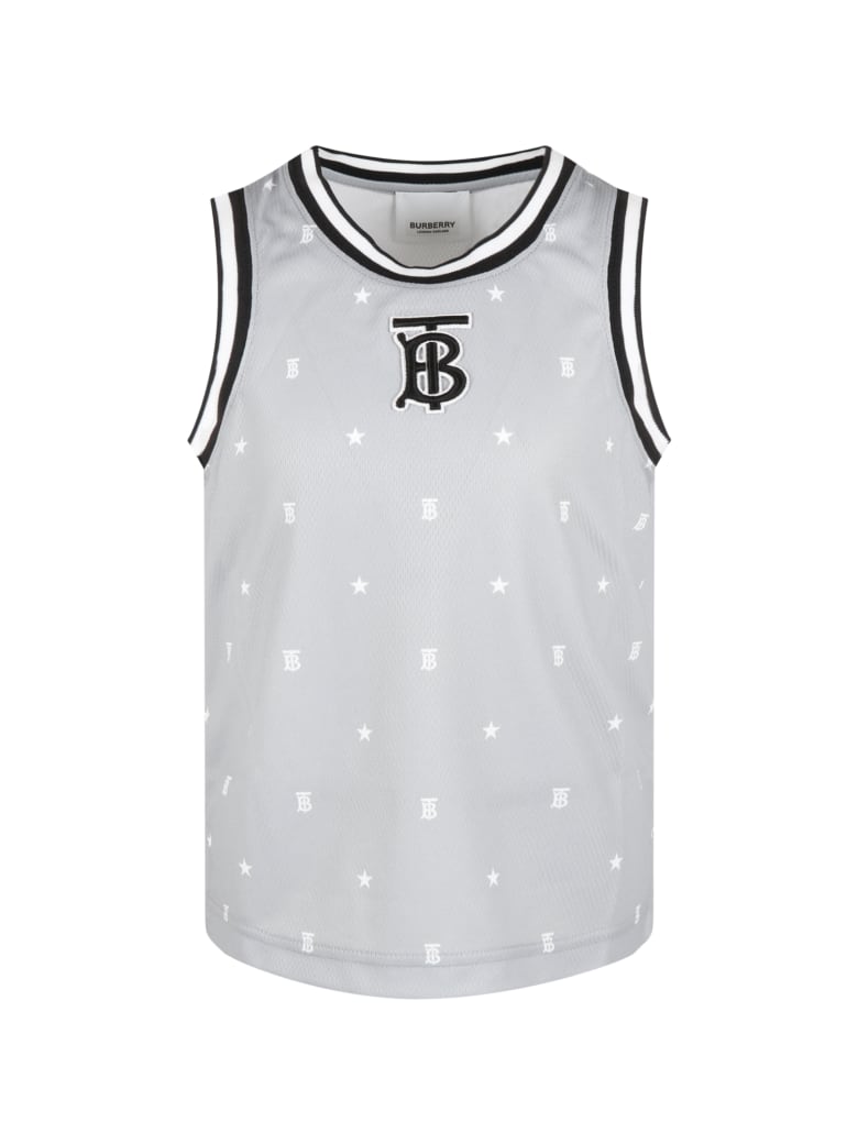 Burberry Grey Tank Top For Kids With Logos - Grey