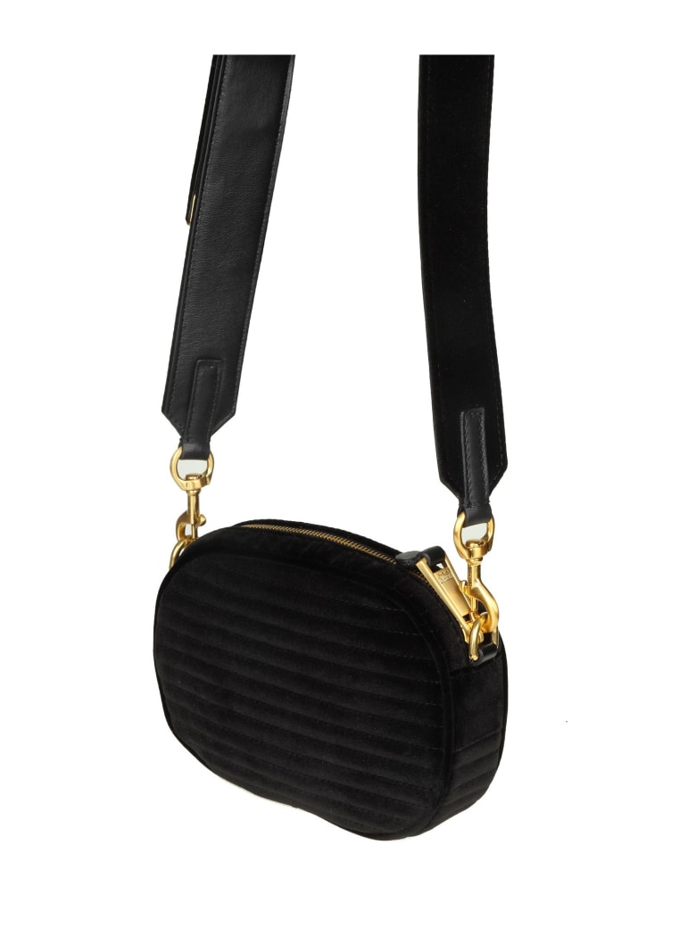 Moschino Velvet Shoulder Bag With Black Logo | italist