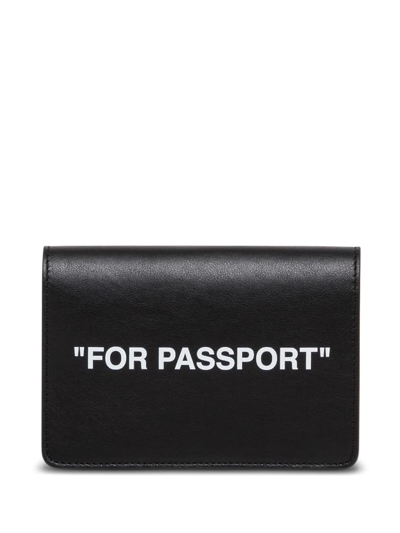 Off-White Black Leather Card Holder With Print - Black
