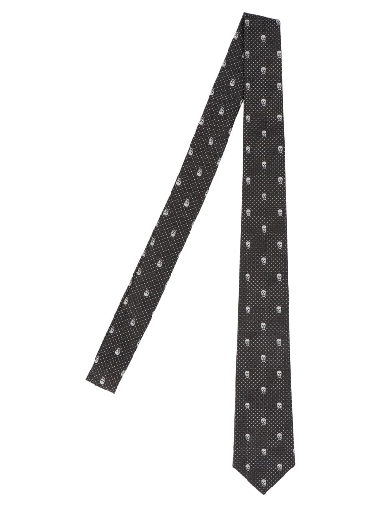Alexander McQueen 'the Skull Polka Dots' Tie - Black&White
