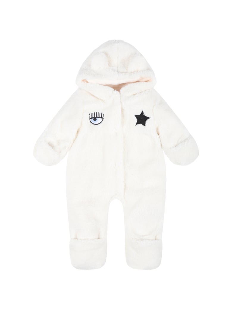 Chiara Ferragni White Babygrow For Baby Girl - White
