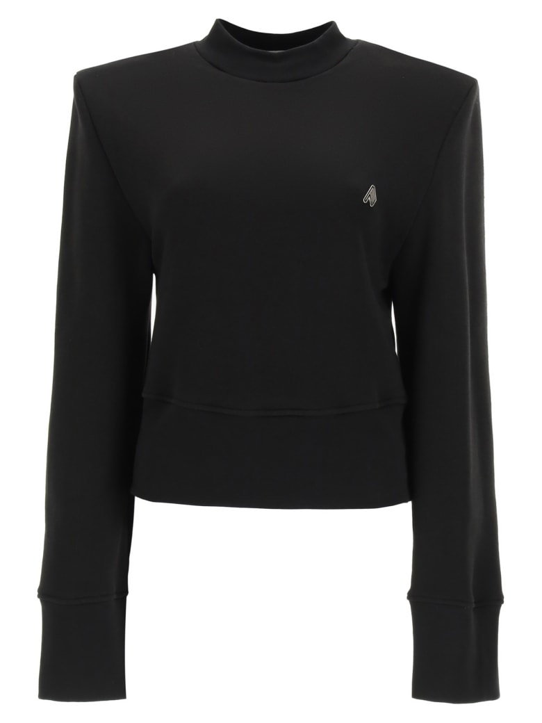 The Attico Kenna Sweatshirt With Shoulder Pads - Nero