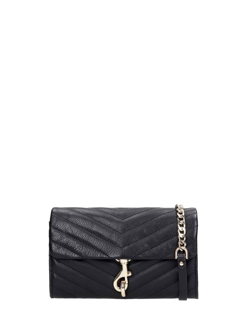 Rebecca Minkoff Edie Wallet On Shoulder Bag In Black Leather - black