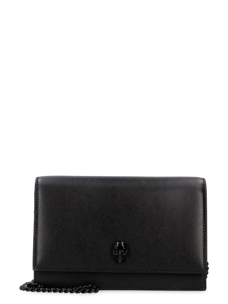 Alexander McQueen Leather Clutch With Strap - black