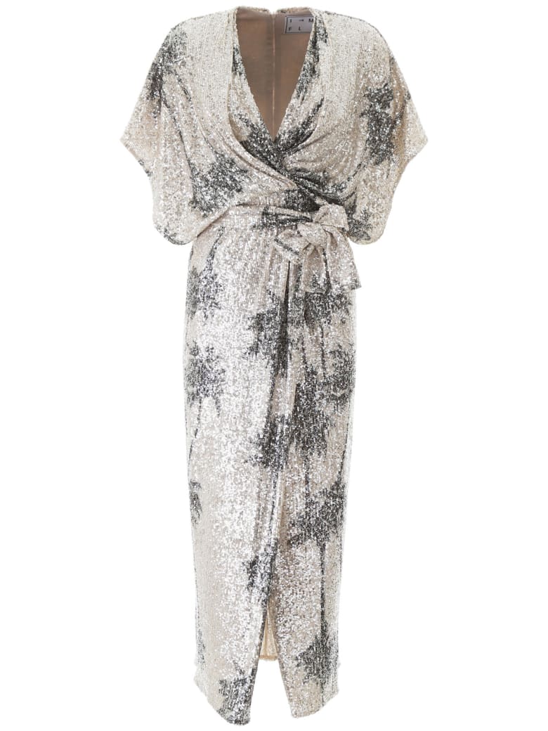 In The Mood For Love Ancens Sequined Dress With Palm Trees - SILVER (Silver)