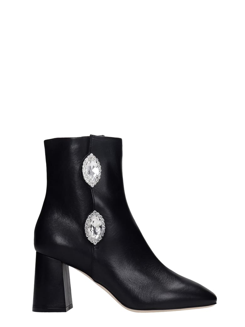 Giannico Julie High Heels Ankle Boots In Black Leather - black