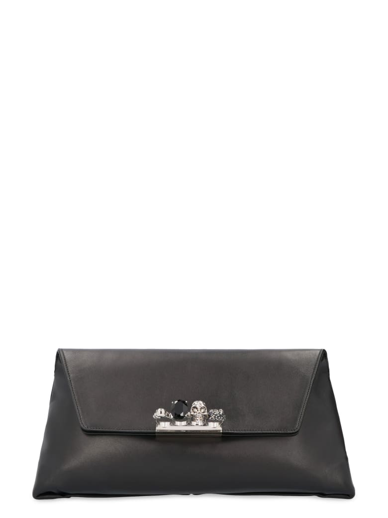 Alexander McQueen Skull Leather Clutch - black
