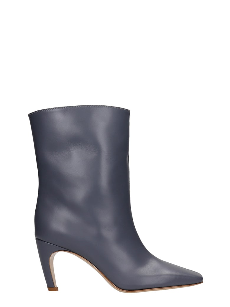 GIA COUTURE Atena 80 High Heels Ankle Boots In Grey Leather - grey