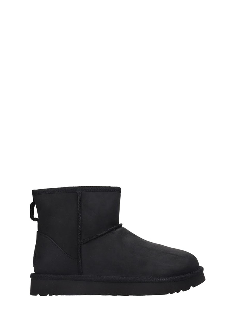 black leather mini ugg boots