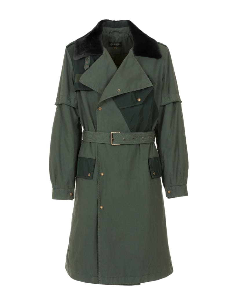 Mr & Mrs Italy Nick Wooster Capsule Unisex Trench With Lamb Fur - DARK LONDON GREEN / LONDON GREEN / VERDONE