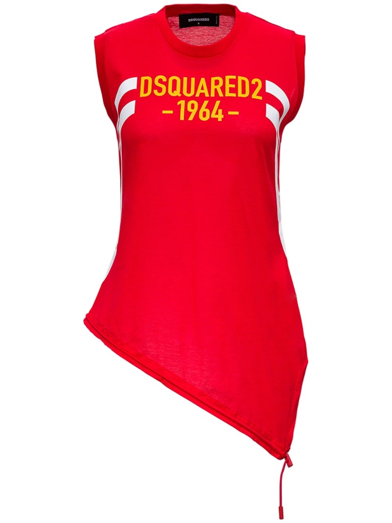 Dsquared2 Mercerized Cotton Tank Top With Drawstring - Red