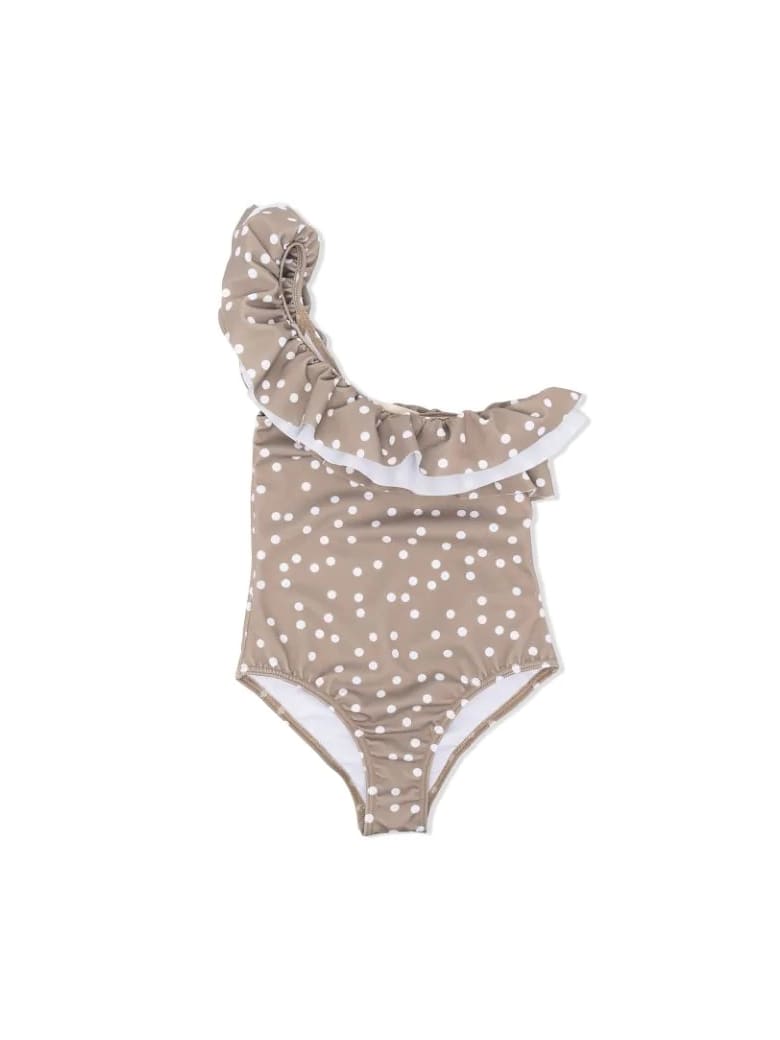 Douuod One Piece Swimsuit With Pois - Camel