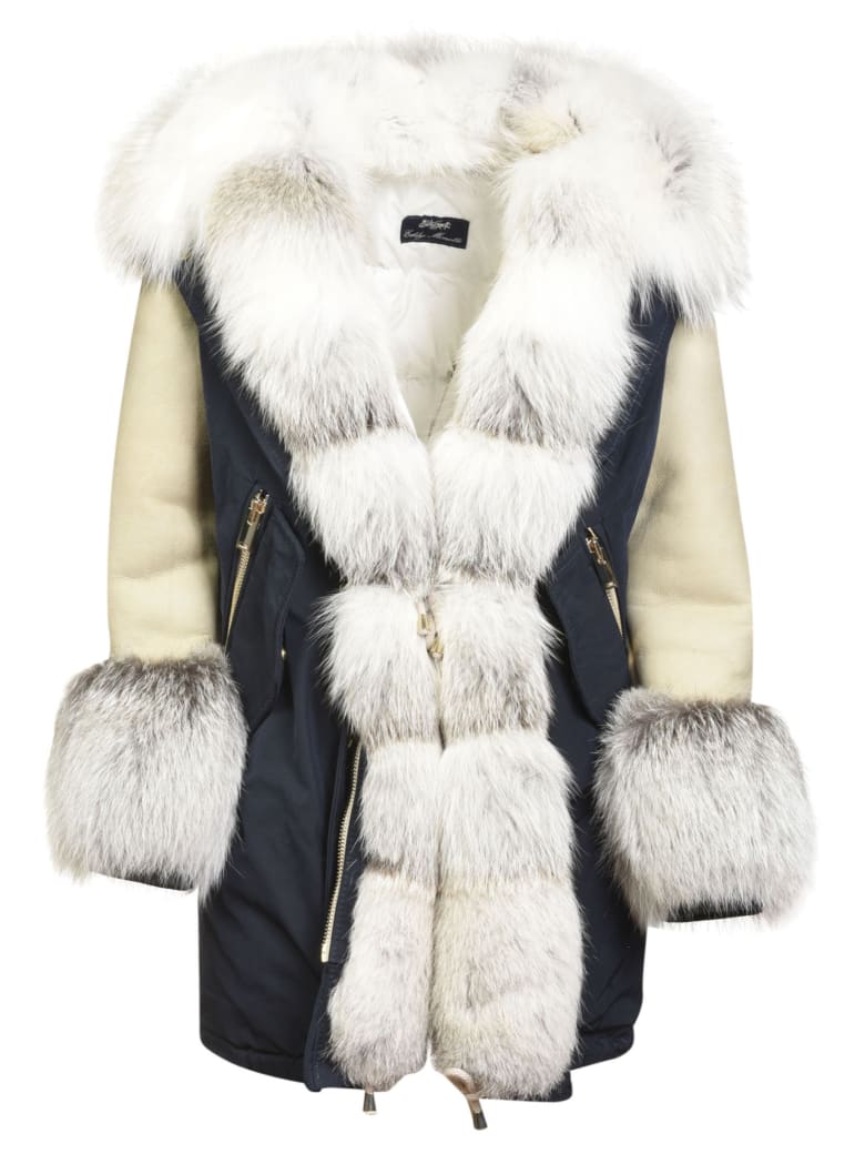 Eddy Monetti Long Fur Parka - Blue