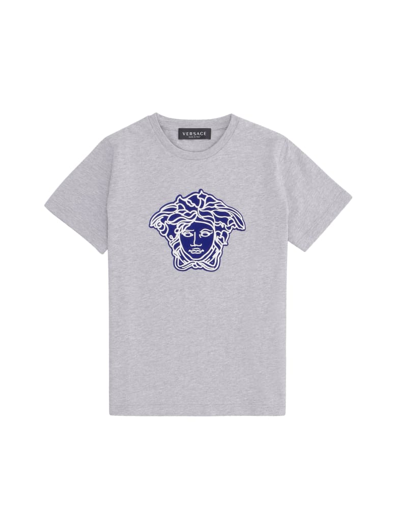 Young Versace Printed Cotton T-shirt - grey