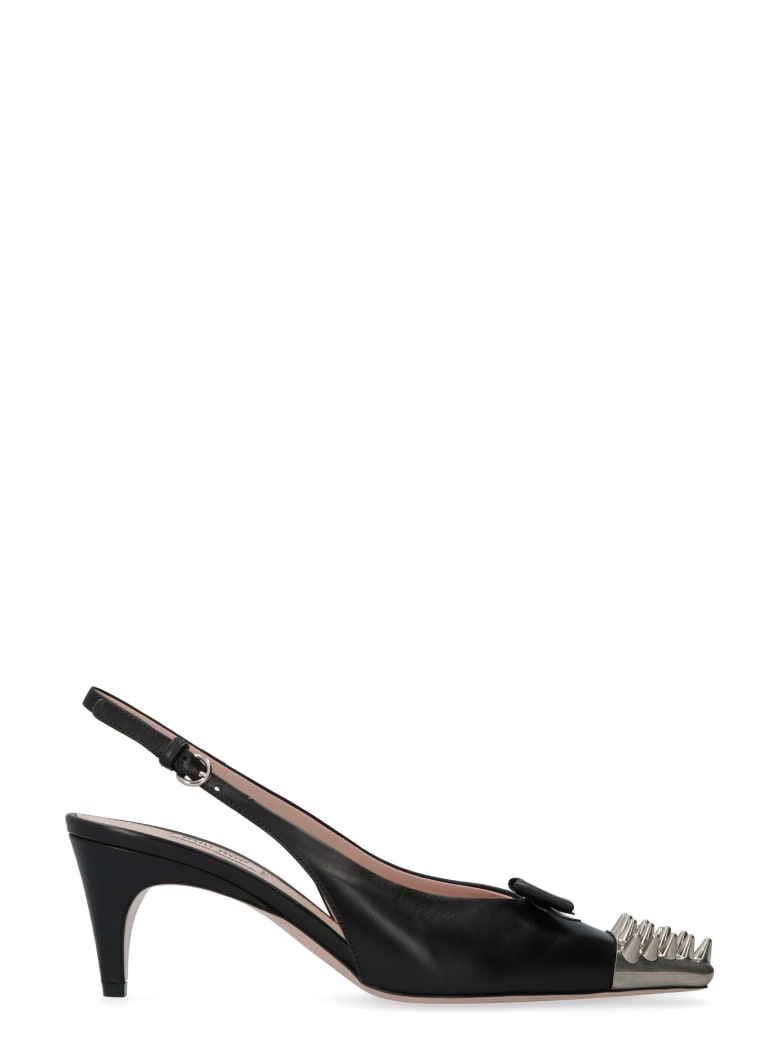 Miu Miu Leather Slingback Pumps - black