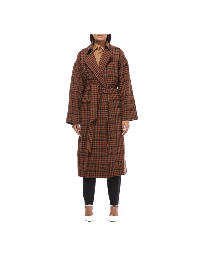 Nanushka Coat - Navy Rust Check