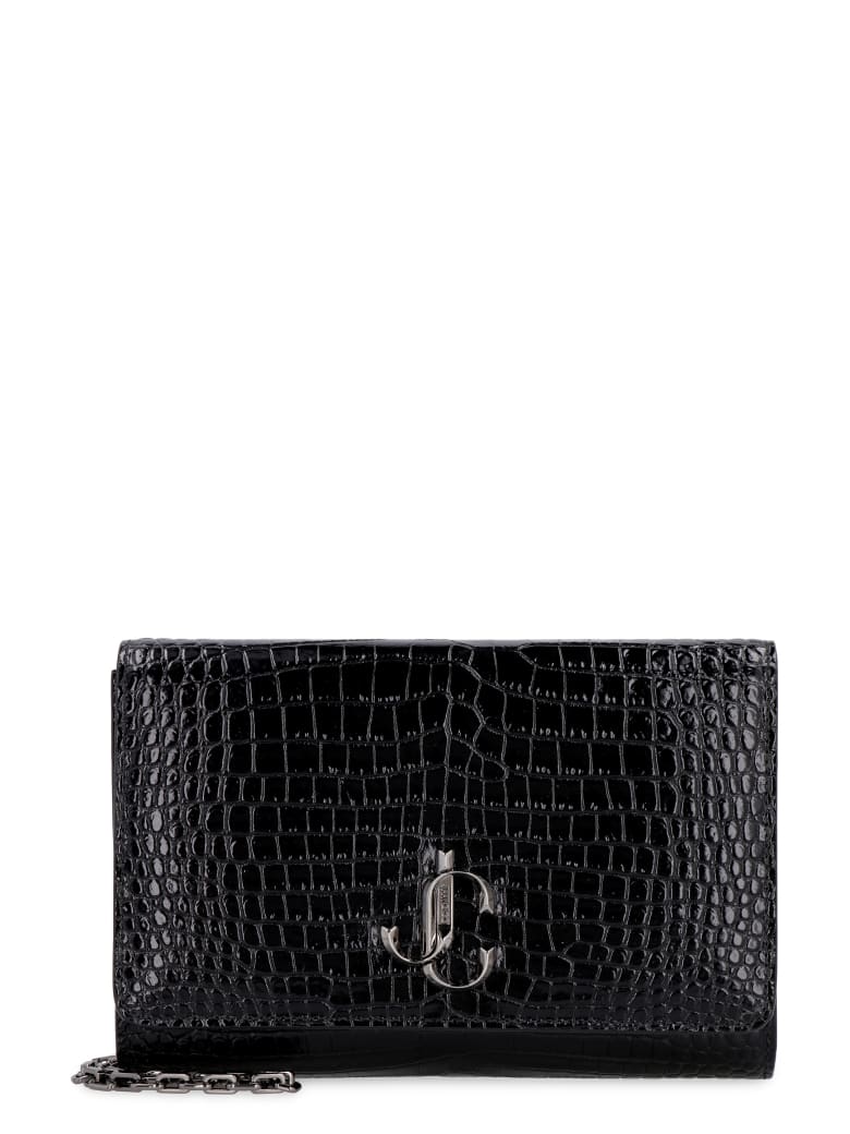Jimmy Choo Candy Croco-print Leather Clutch - black