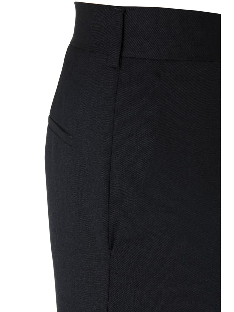 McQ Alexander McQueen Black Wool Blend Cropped Length Trousers | italist