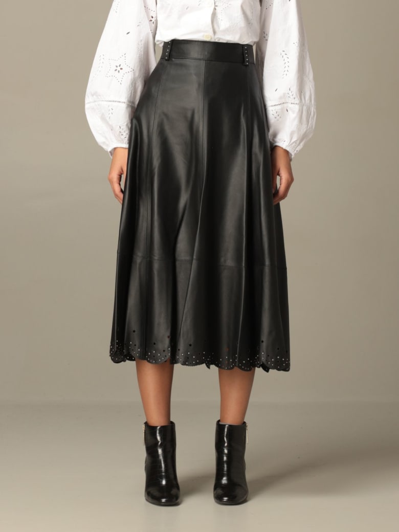 Hilfiger Denim Hilfiger Collection Skirt Hilfiger Collection Longuette Skirt In Leather - Black