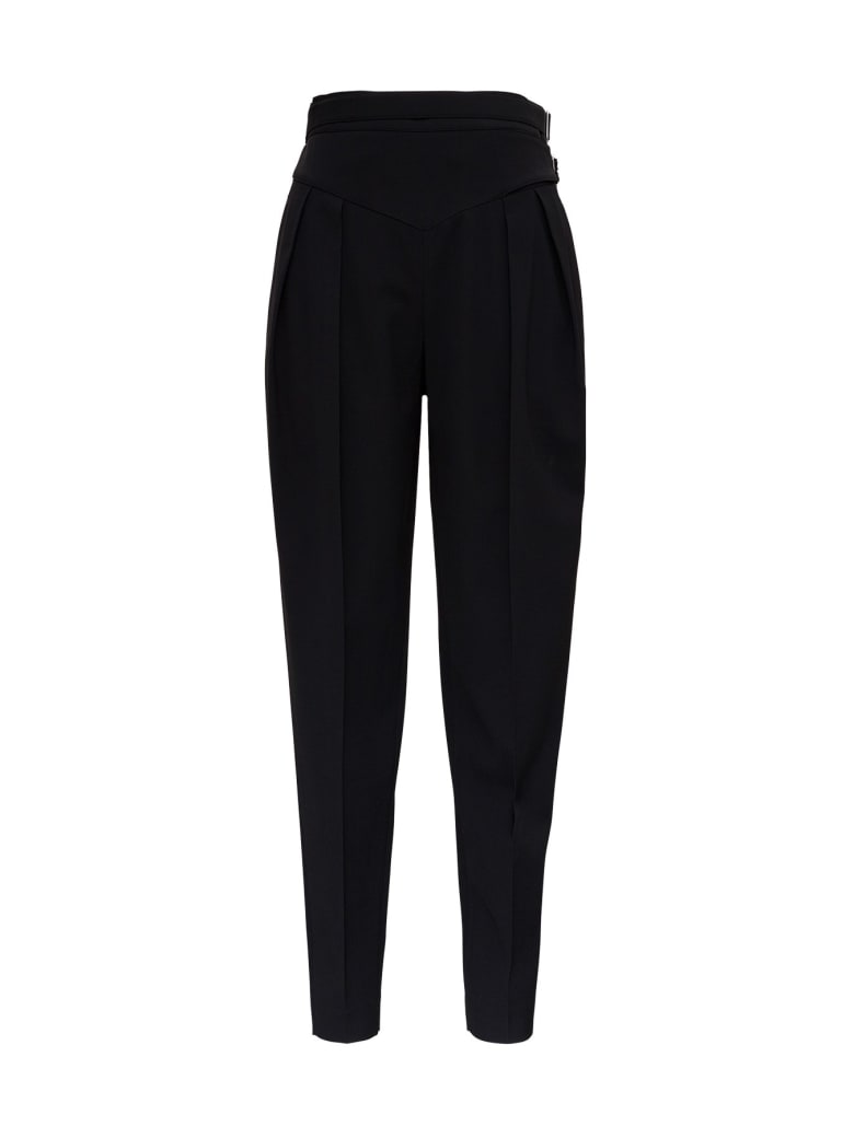 RED Valentino High Waisted Pants In Viscose Blend With Double Belt - Black