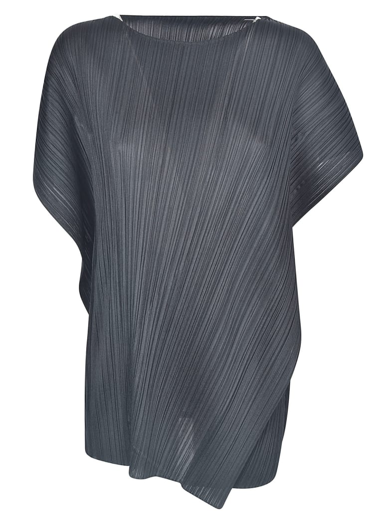 Pleats Please Issey Miyake Asymmetric Pleated Dress - Black