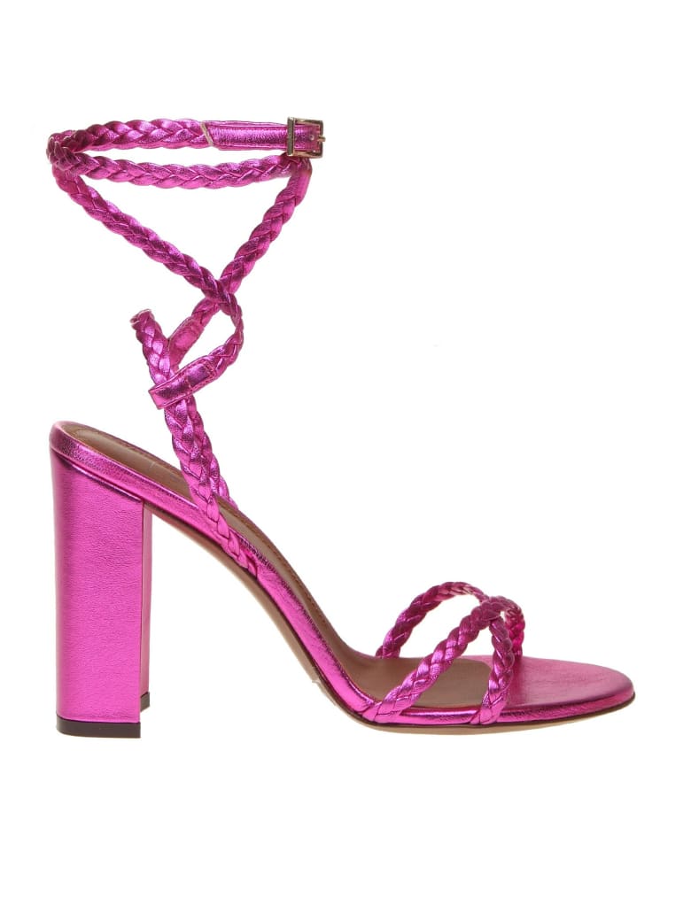 L'Autre Chose Sandal In Laminated Leather - Fuchsia
