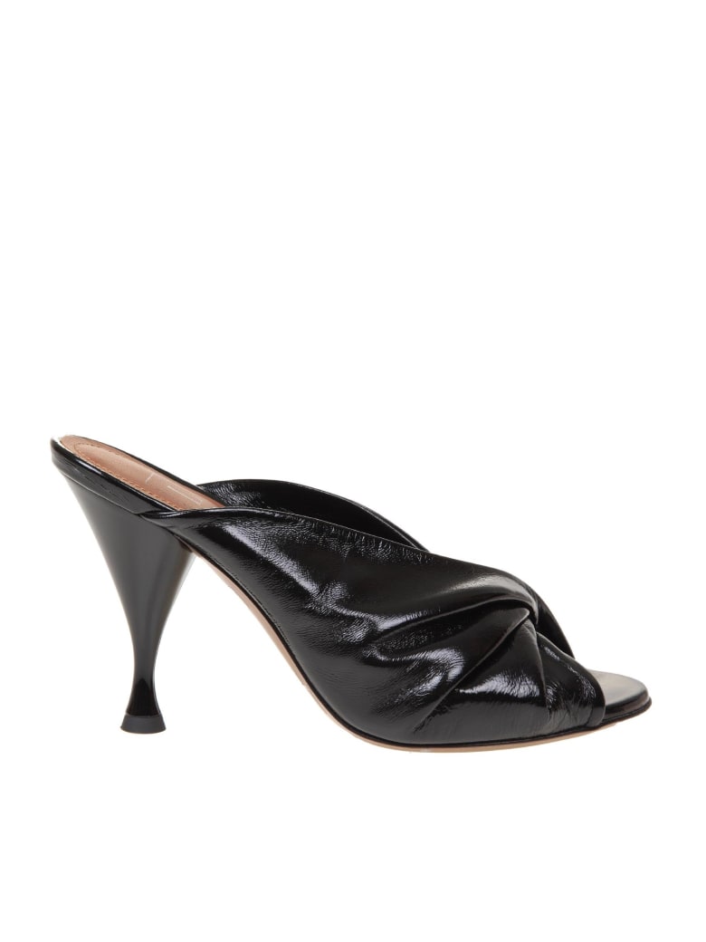 L'Autre Chose Mules In Painted Nappa - Black