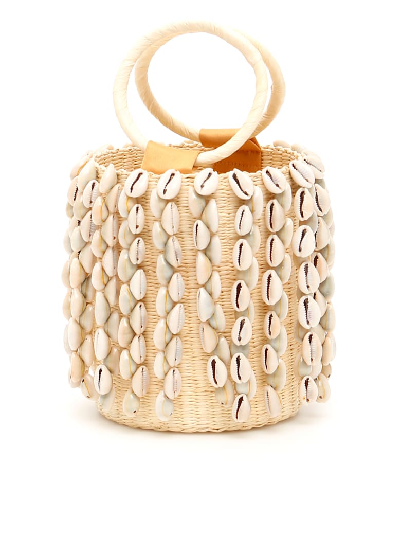 Sensi Studio Wicker Mini Bag With Cowrie Shells - NATURAL (Beige)