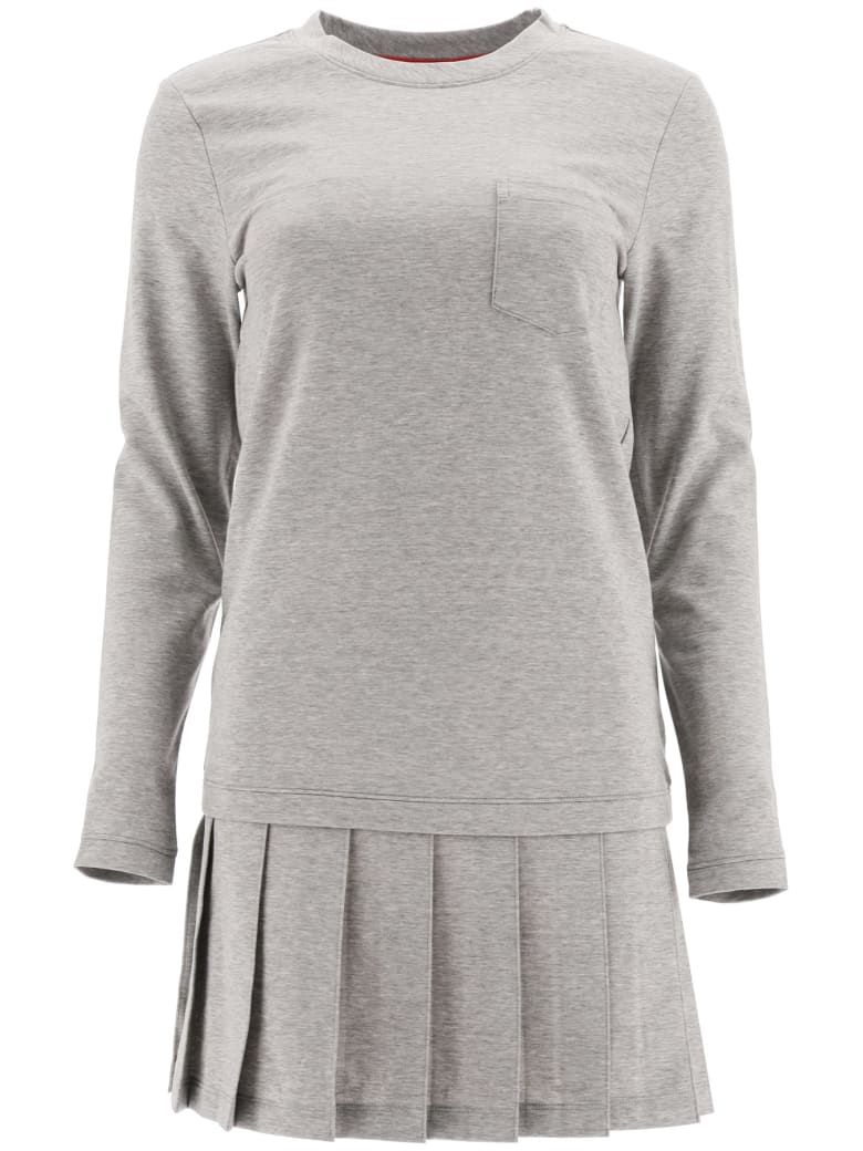 Thom Browne Pleated Mini Dress - LIGHT GREY (Grey)